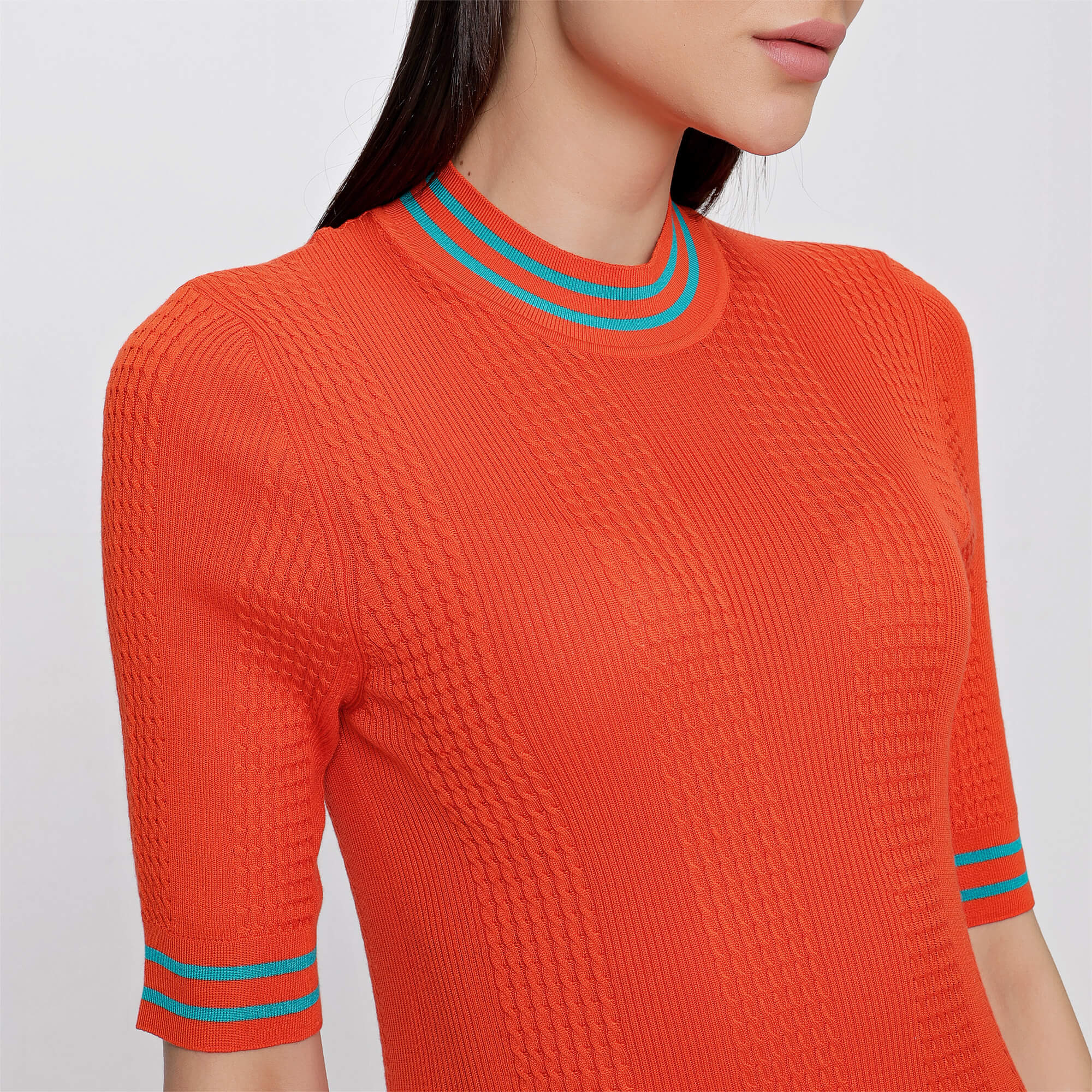 FENDI - Orange Short Sleeve Silk Sweater